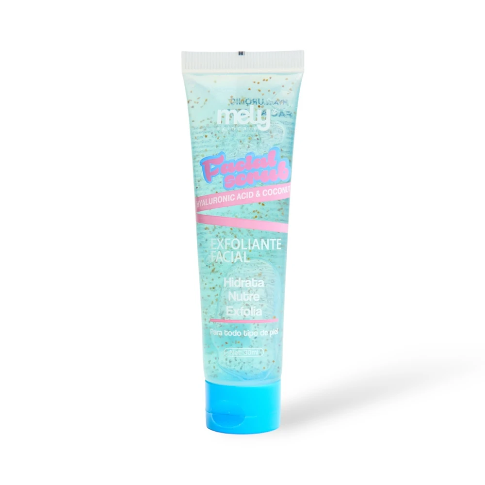 EXFOLIANTE FACIAL CON ÁCIDO HIALURÓNICO Y COCO 30ML MELY