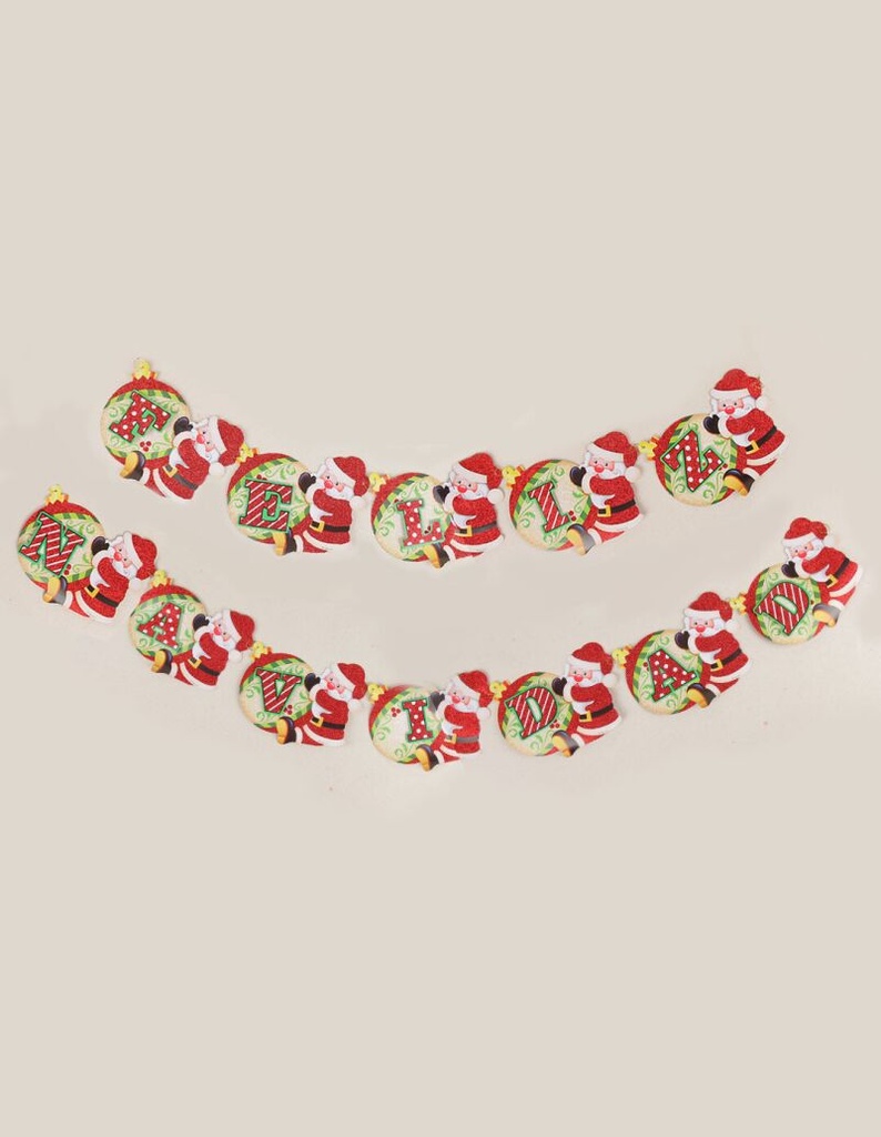 guirnalda de papel feliz navidad 14*19 c/u
