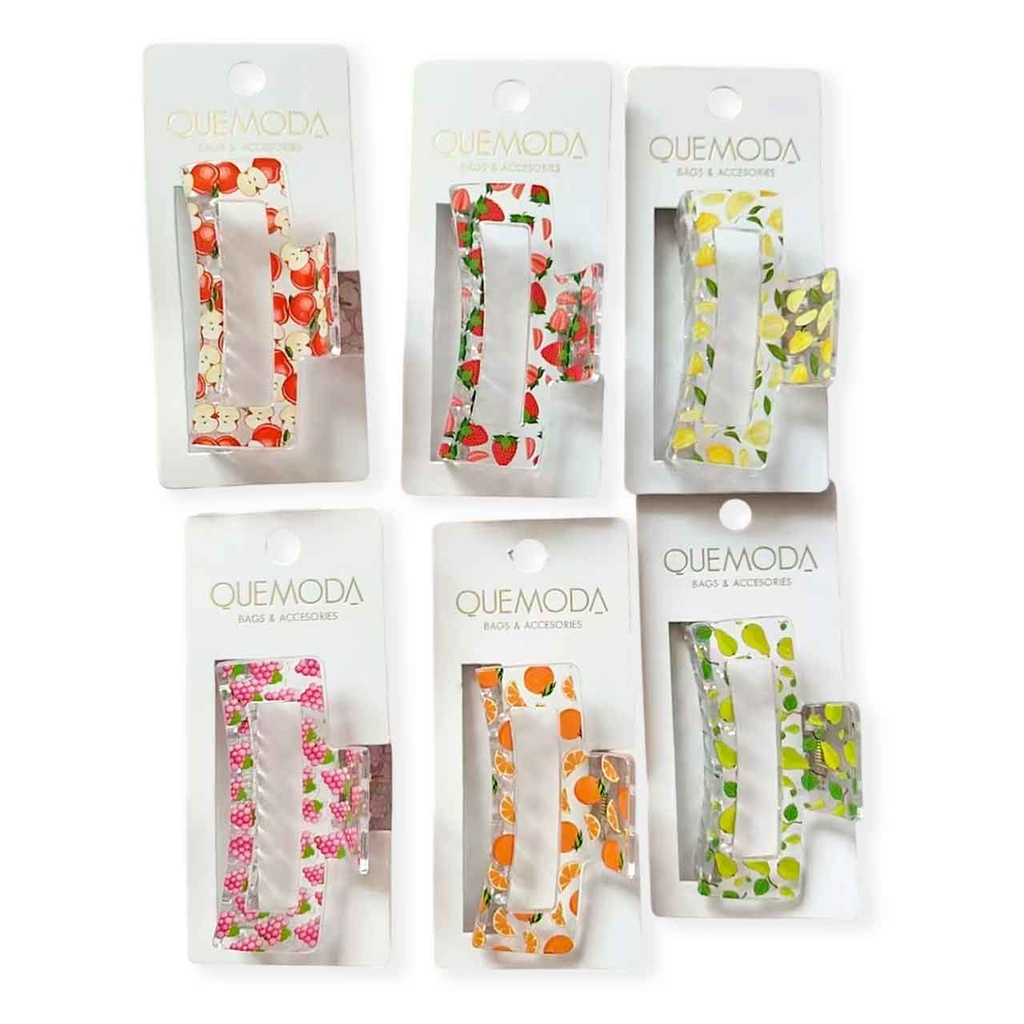 [PM-HX23201-17] BROCHE CON FRUTAS TRANSPARENTE___Pack X6