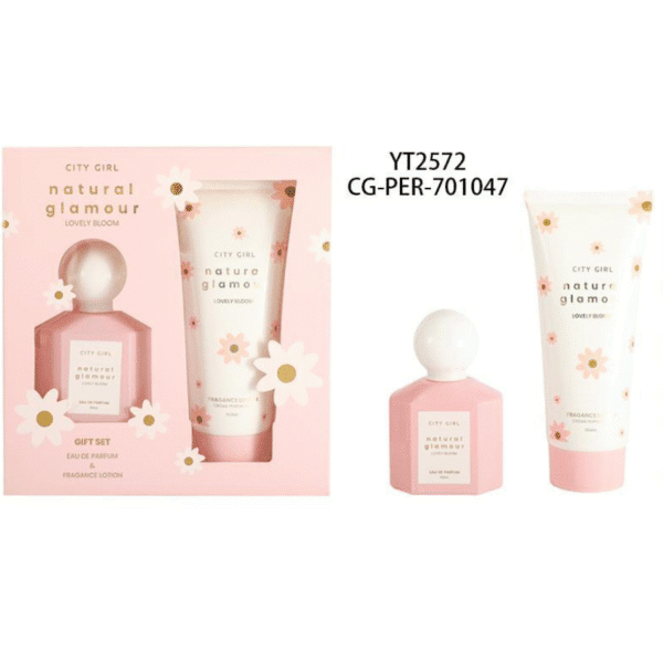 kit de perfume con crema corporal natural glamour lovely bloom 2pcs