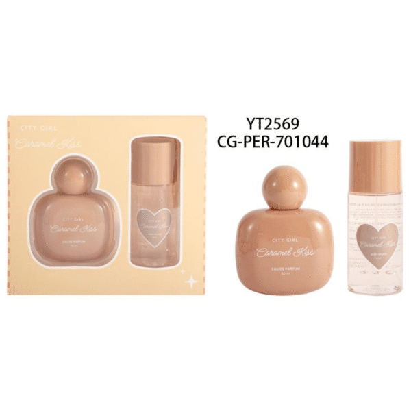 kit de perfume + body splash caramel kiss 2pcs