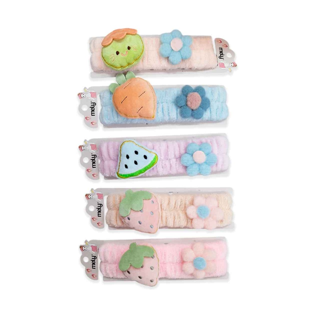 [PM-LHW-S05] VINCHA ELÁSTICA PARA MAQUILLAJE FRUTA Y FLOR