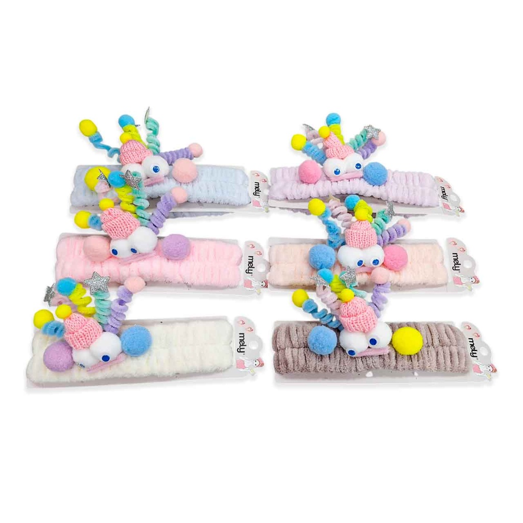 VINCHA ELÁSTICA PARA MAQUILLAJE CON OJOS Y BUCLES