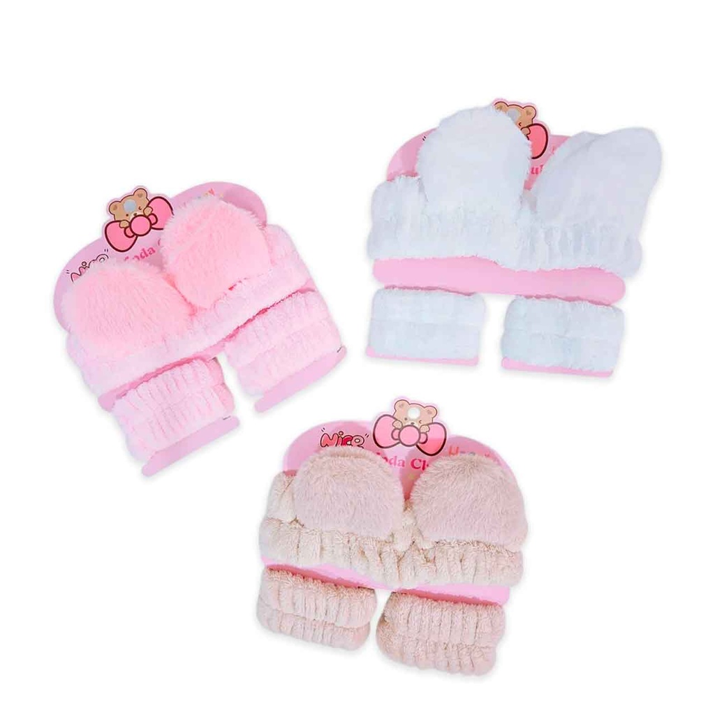 [PM-UT516032] SET DE VINCHA Y MUÑEQUERAS CON OREJITAS