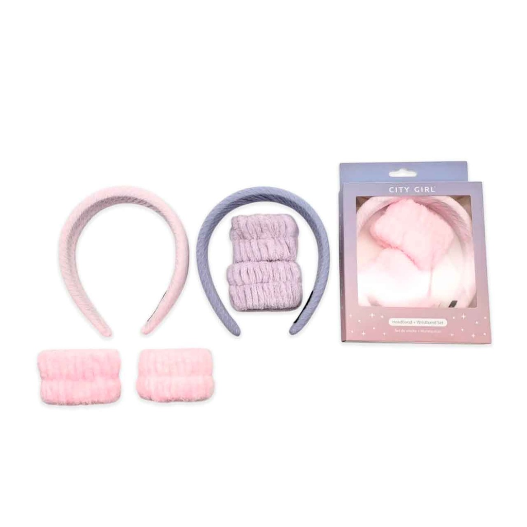 [PM-27141-2] KIT DE VINCHA Y MUÑEQUERAS CITY GIRL