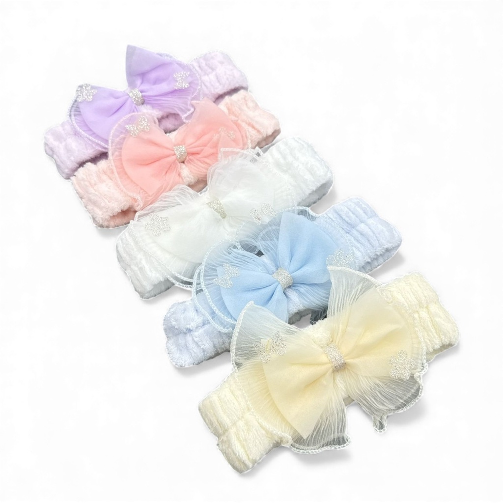 [PM-BC2190] VINCHA DE SKINCARE CON MOÑO Y BRILLOS