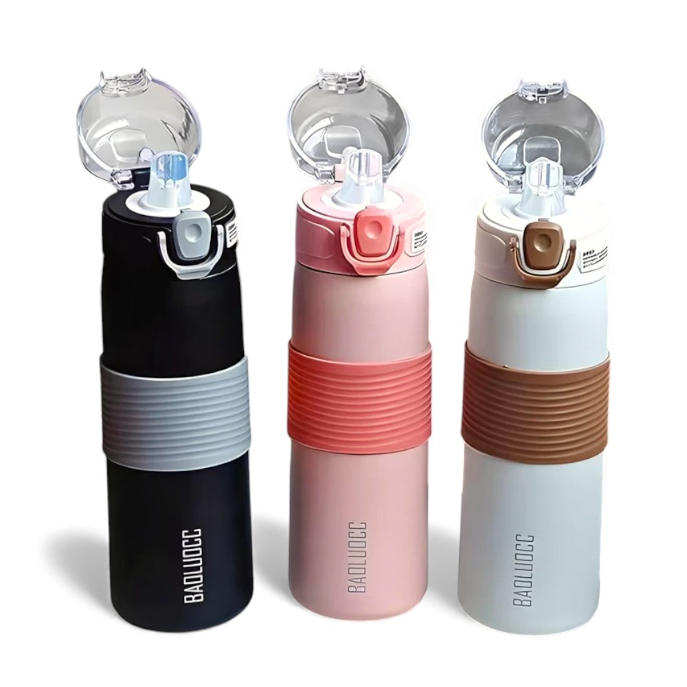 [PM-HN82010] BOTELLA TERMICA PLATEADA CON DIBUJOS 700ML