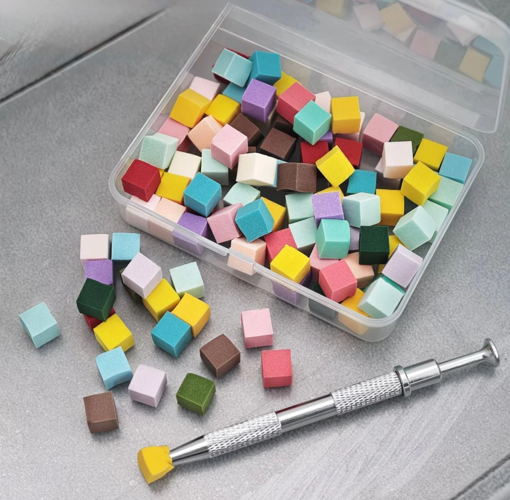 set de 100 esponjas + pinza de agarre multicolor