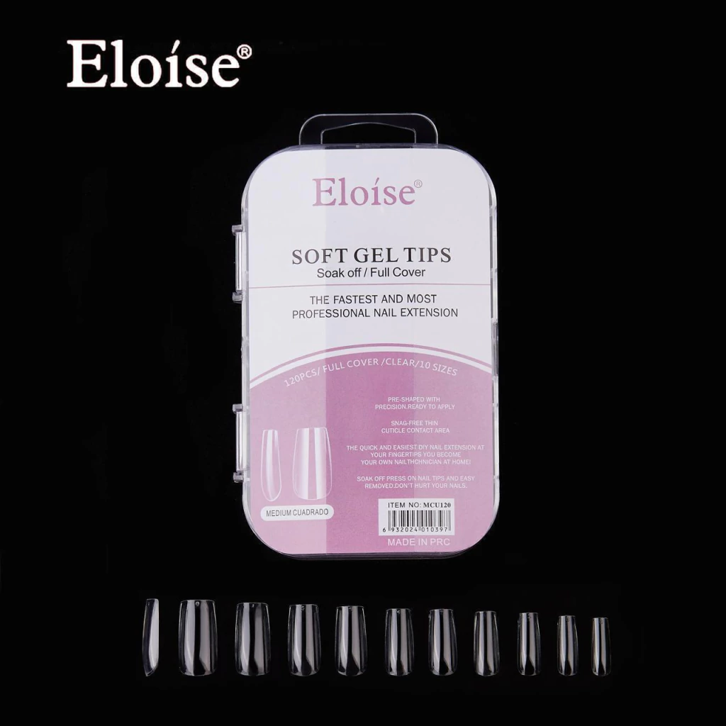 tips soft gel medium cuadrado x120 en caja chica