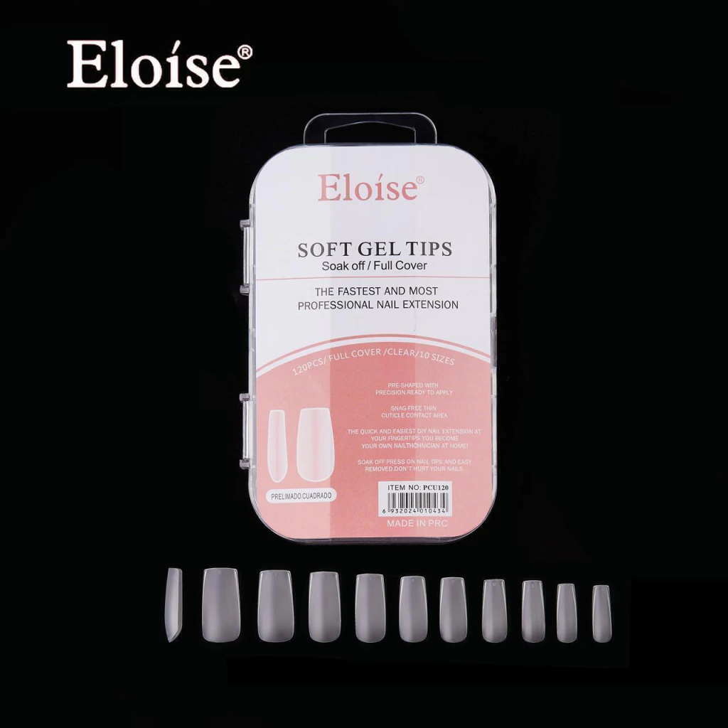 tips soft gel prelimado cuadrado x120 en caja chica