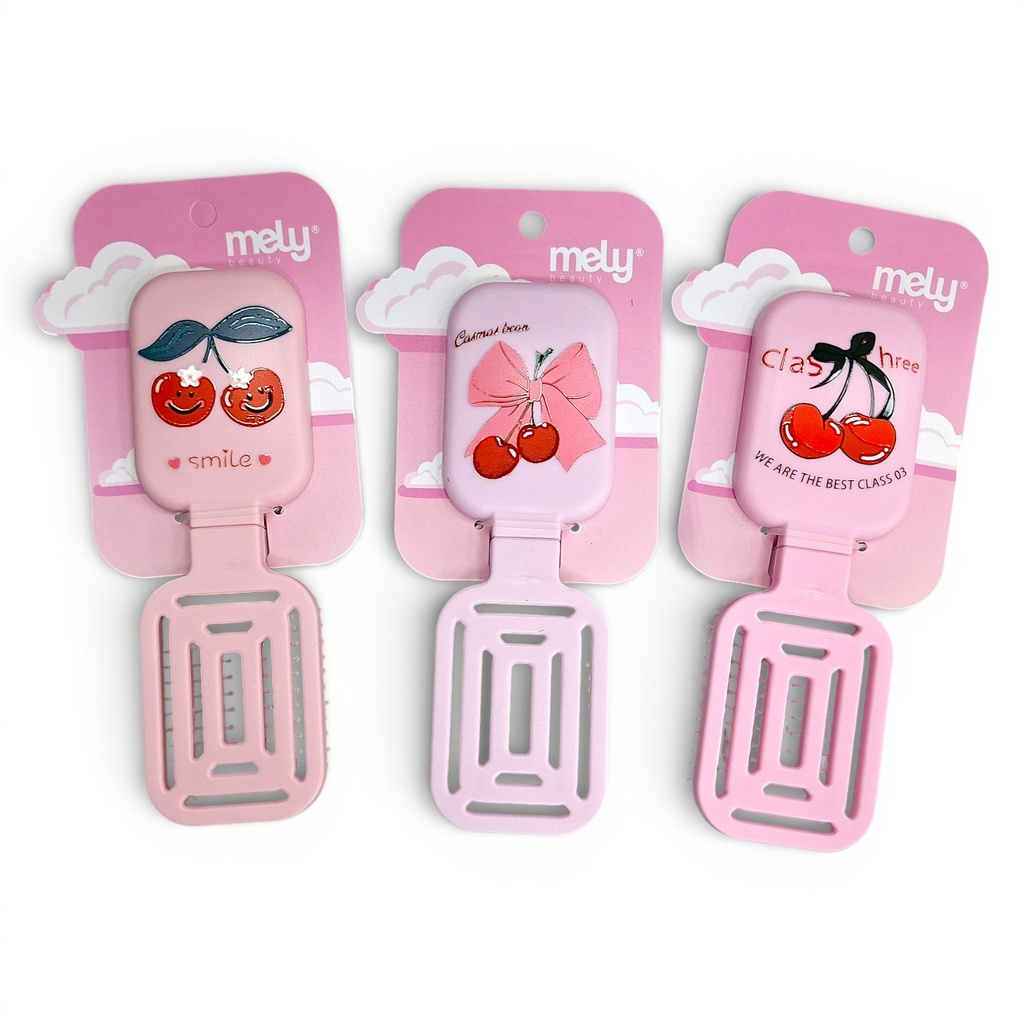 cepillo plegable con espejo cerezas