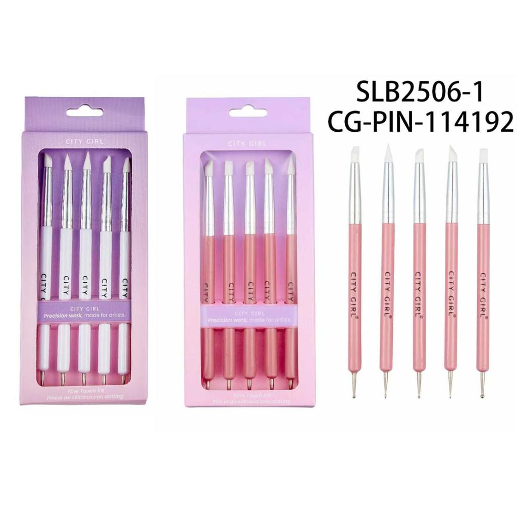 set de pincel de silicona con dotting 5pcs