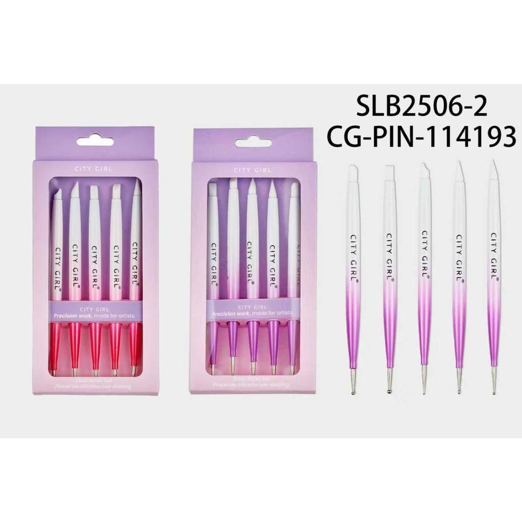 set de pincel de silicona con dotting 5pcs