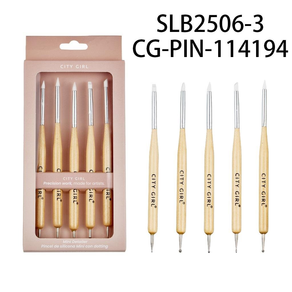 set de pincel de silicona con dotting 5pcs