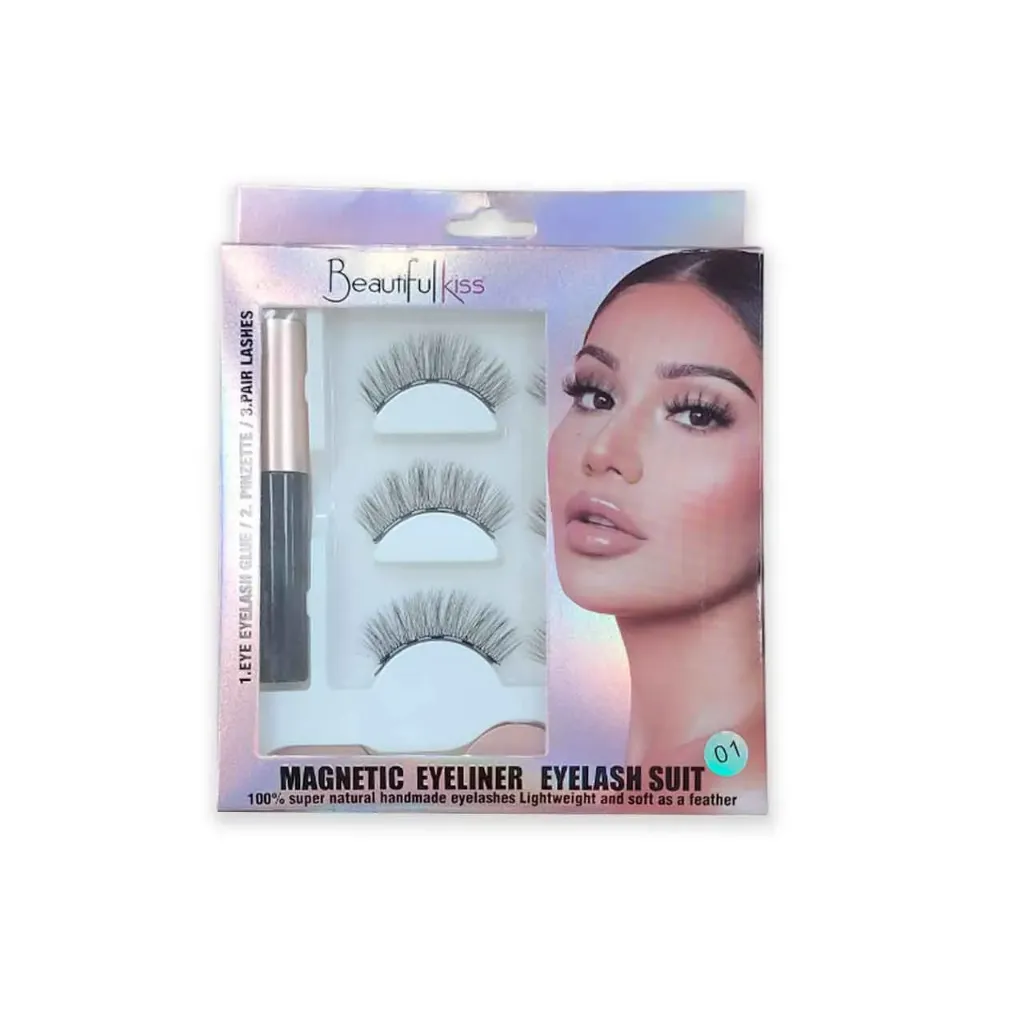 KIT X3 PARES DE PESTAÑAS MAGNÉTICAS Y PEGAMENTO