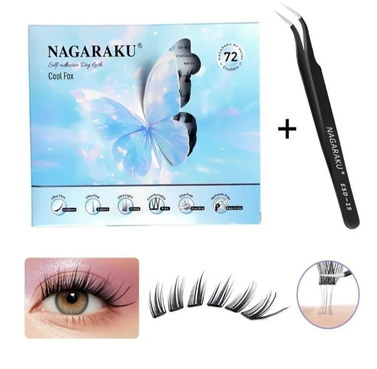 pestañas Nagaraku autoadhesivas + pinza