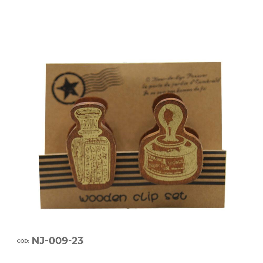 set x2 clip de madera