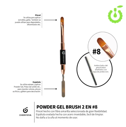 [BH003146] Pincel para polygel #8 mango negro CHERIMOYA ___PACK X12