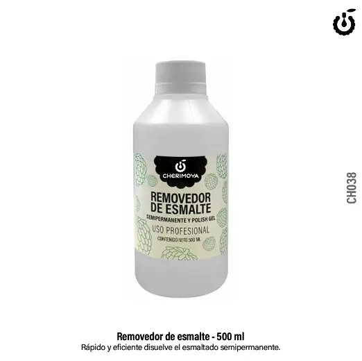 REMOVEDOR DE ESMALTE SEMIPERMANENTE CHERIMOYA 500ML ___ Pack X 11 