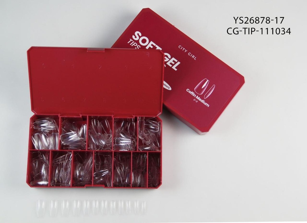 [PG-YS26878-17] tips clasicos soft gel  coffin medium 504pcs