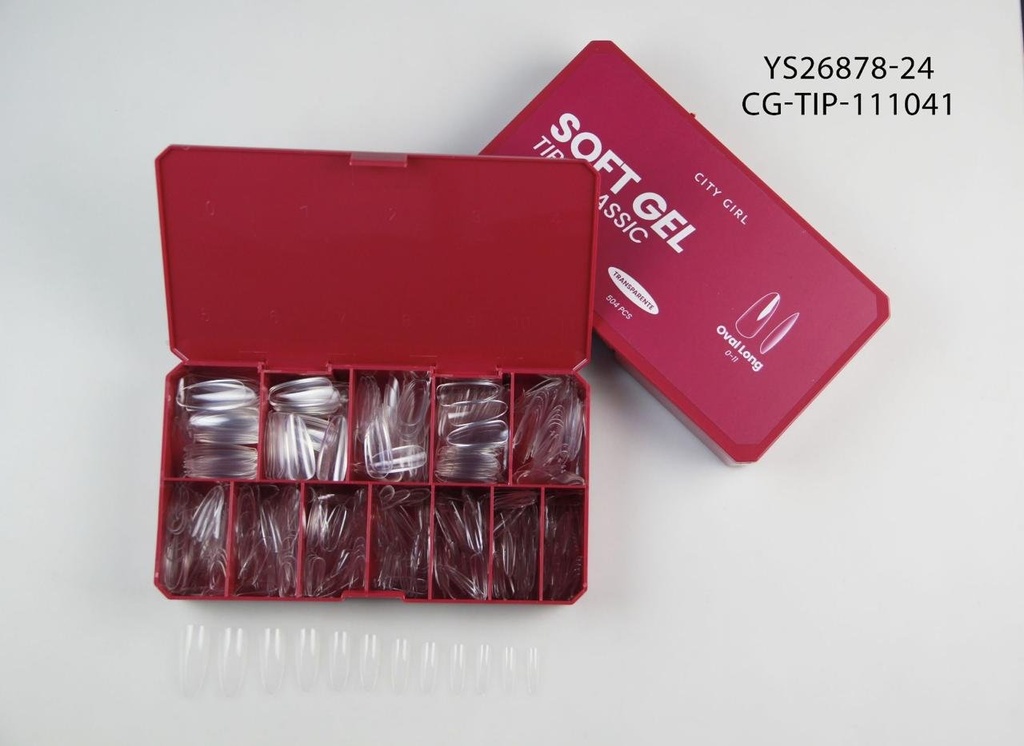 [PG-YS26878-24] tips clasicos soft gel  oval long 504pcs