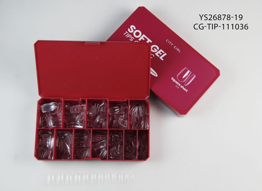 [PG-YS26878-19] tips clasicos soft gel  square short 504pcs