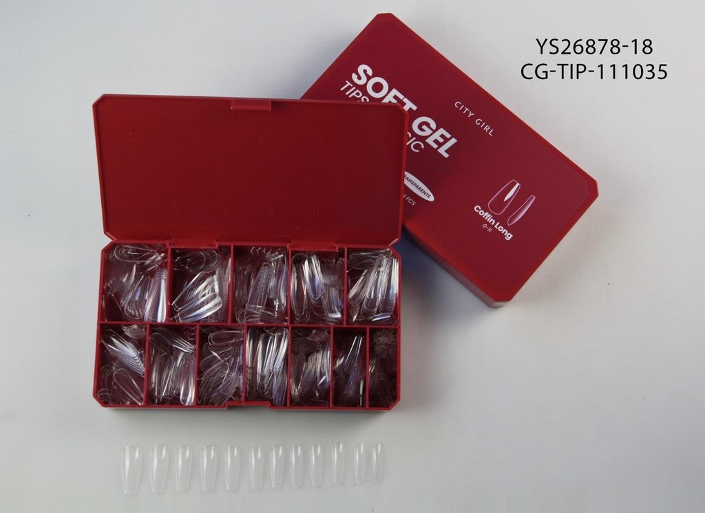 [PG-YS26878-18] tips clasicos soft gel coffin long 504pcs