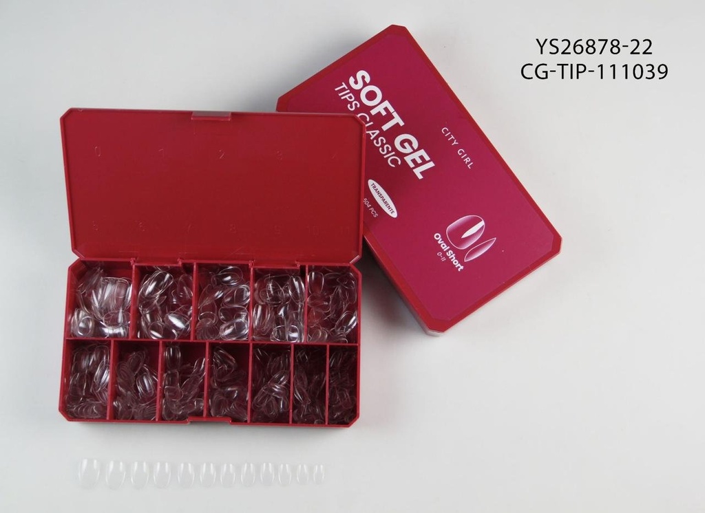 [PG-YS26878-22] tips clasicos soft gel oval short 504pcs