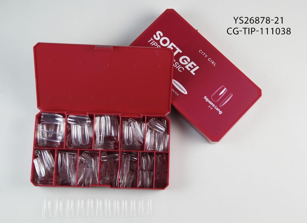 [PG-YS26878-21] tips clasicos soft gel square long 504pcs