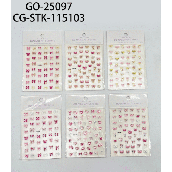 [PG-GO-25097-X6] stickers para uñas moñitos (Pack X6)