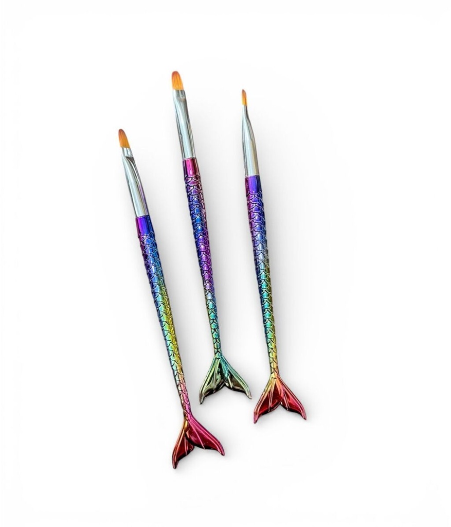 Pincel de gel x3 COLA DE SIRENA  ___Pack X6