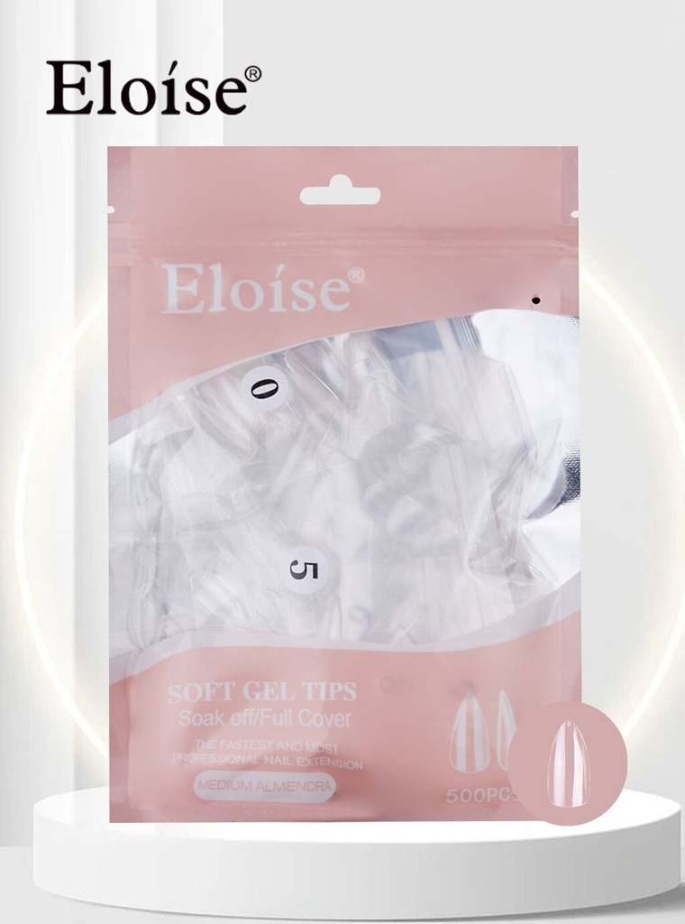 [PL-010496] Tips soft gel MEDIUM ALMENDRA x500pcs  ELOISE