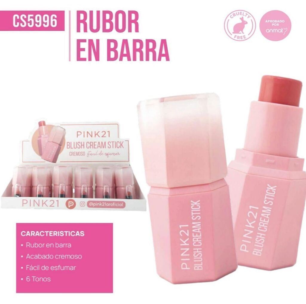 [PL-5996-487160] rubor en barra empaque rosa Pink 21