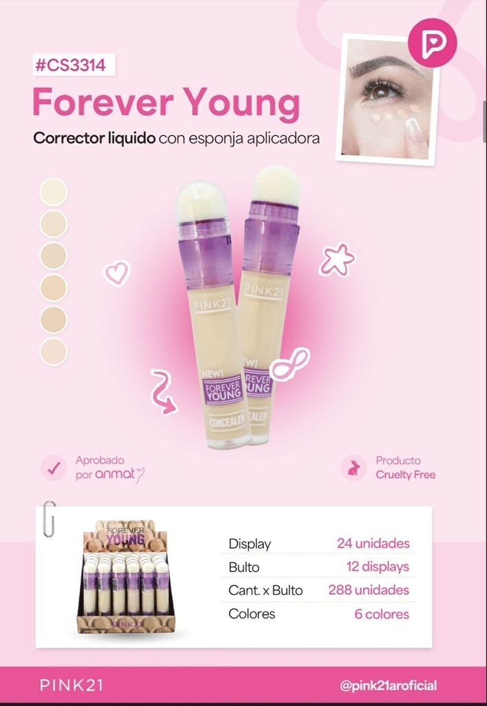 corrector con esponja forever young Pink 21