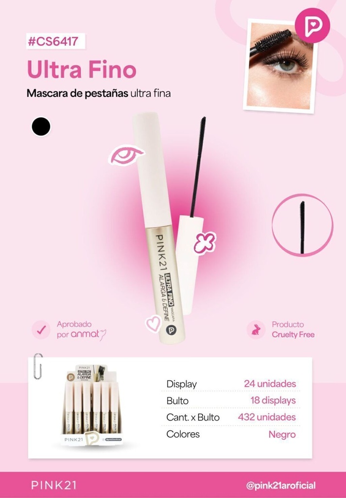 mascara de pestañas ultra fino Pink 21