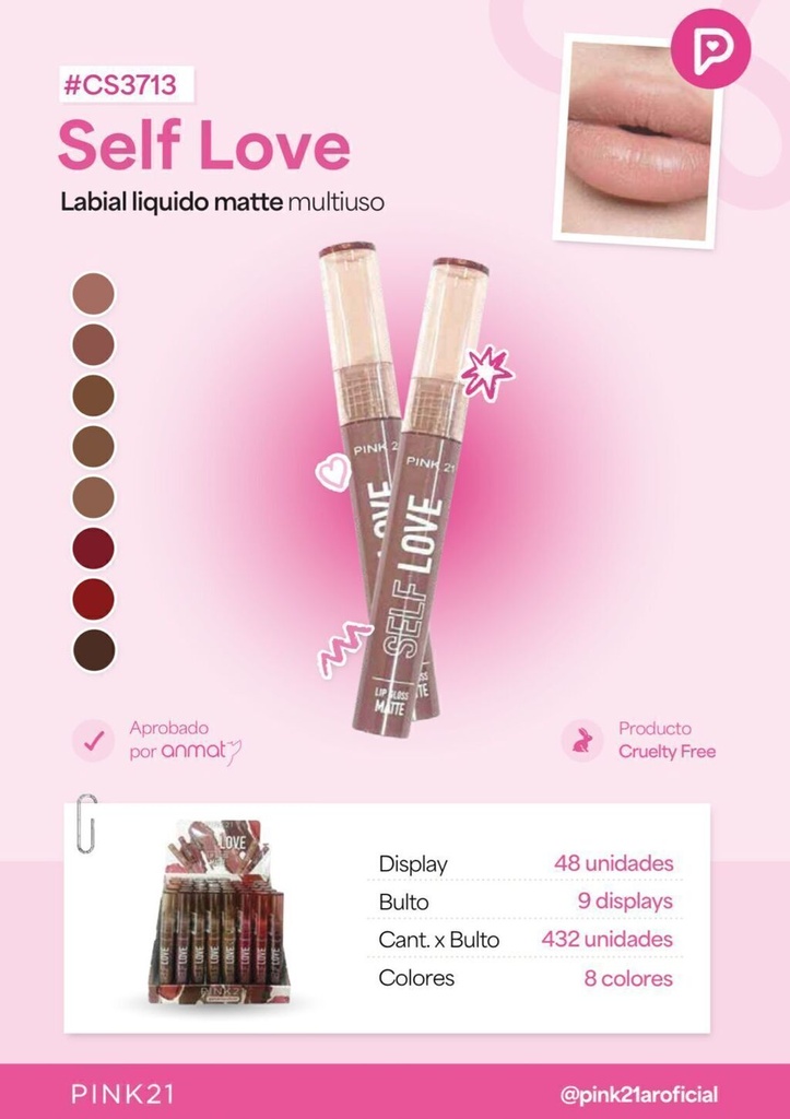 labial matte liquido self love Pink 21