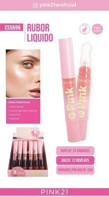 [PL-5996-486118] rubor liquido con esponja Pink 21