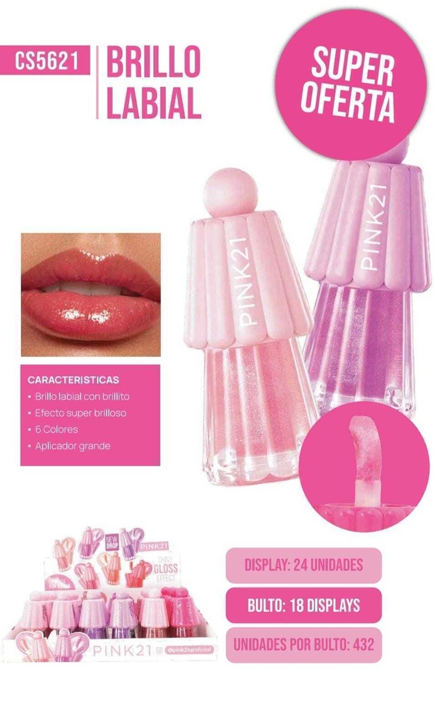 brillo labial empaque lamparita Pink 21
