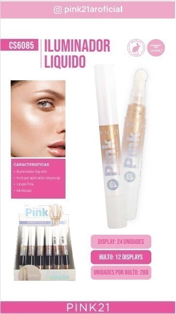 iluminador liquido con esponja Pink 21