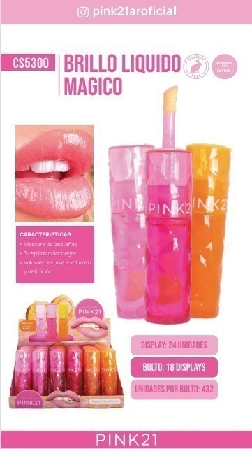 lip gloss magico empaque cristal Pink 21