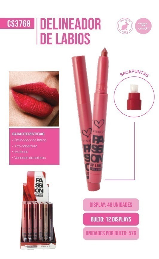 [PL-3768-459310] delineador de labios passion Pink 21