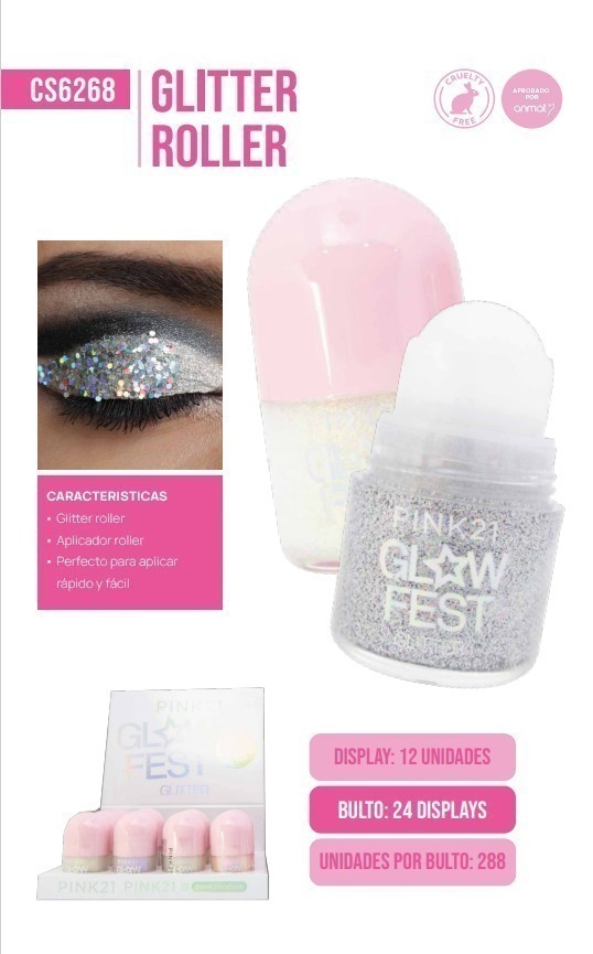 glitter roller glow fest Pink 21