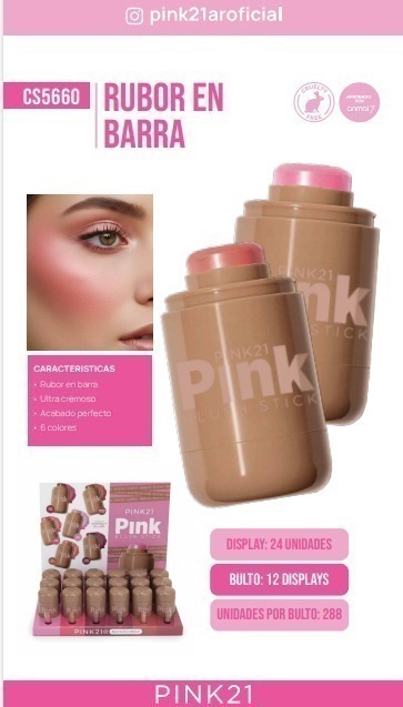 [PL-5660486361] rubor en barra cremoso Pink 21