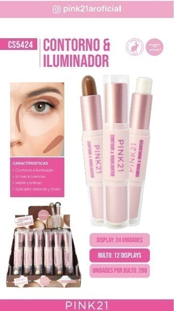 contorno e iluminador rosa Pink 21