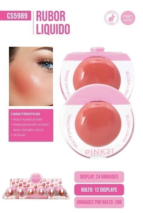 [PL-485500] rubor liquido multifuncional tapa rosa Pink 21