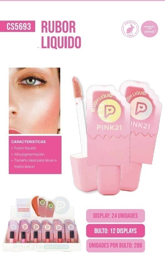 [PL-5693-487337] rubor liquido paletita Pink 21