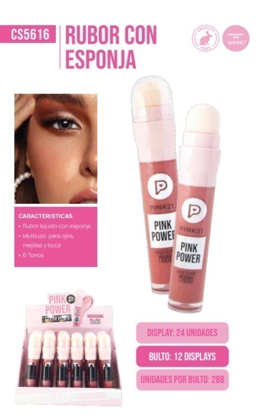 [PL-5616-486156] rubor con esponja pink power Pink 21