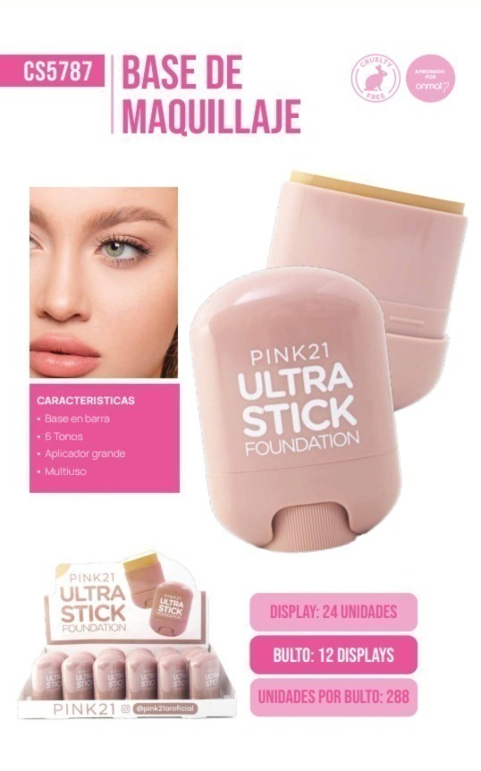 [PL-5787-486996] base de maquillaje en crema ultra stick Pink 21
