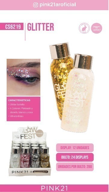 brillo en gel glow fest de colores Pink 21
