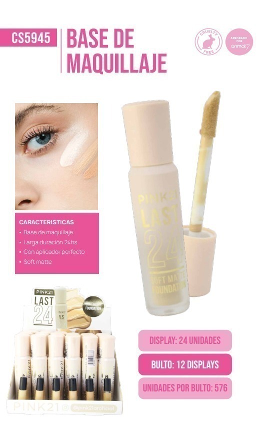 [PL-5945-487368] base de maquillaje last 24hs Pink 21